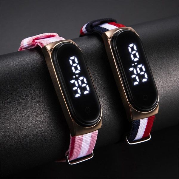 

wristwatches watch for women clasic nylon led digital fashion casual sport watches ladies women's zegarek damski, Slivery;brown