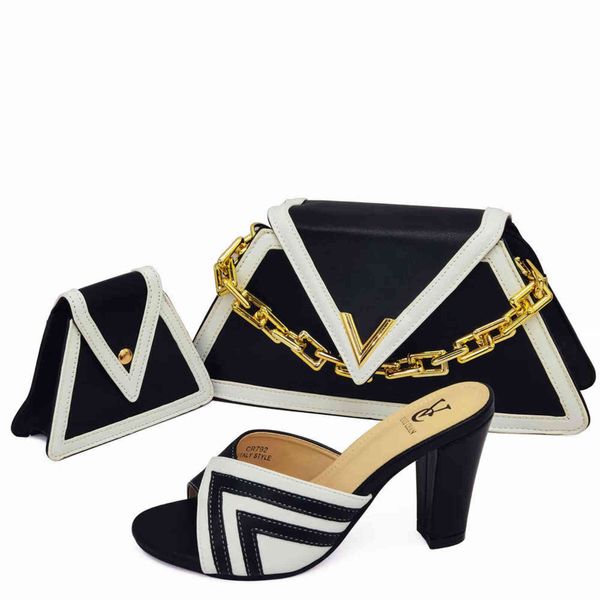 

wedding fashion party shoe bag set single with bag fashion sandal handbag, Black
