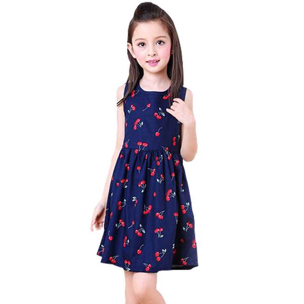 Elbise Kız Çiçek Desenli Kız Es Yaz Çocuklar için Rahat Stil Kostüm 6 8 10 12 14 210528
