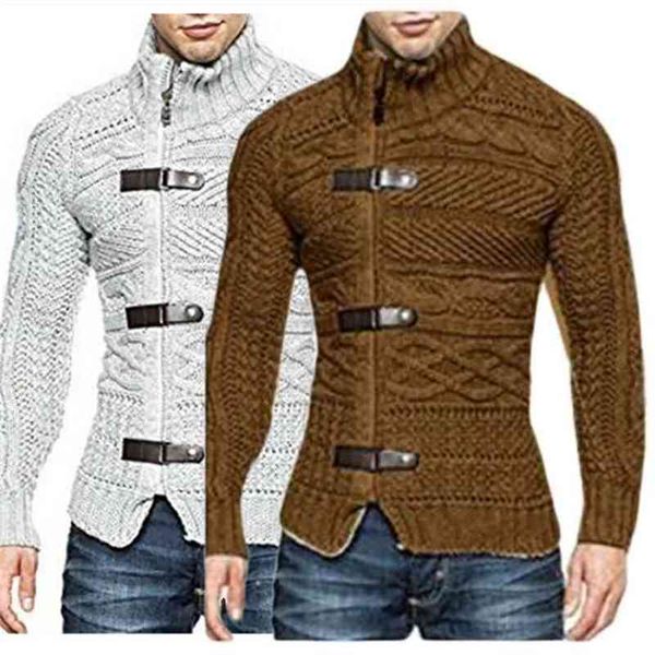 

zogaa spring autumn men fashion cardigan sweater men's warm knitting sweaters male casual slim fit turtleneck jumper clothes 210804, White;black