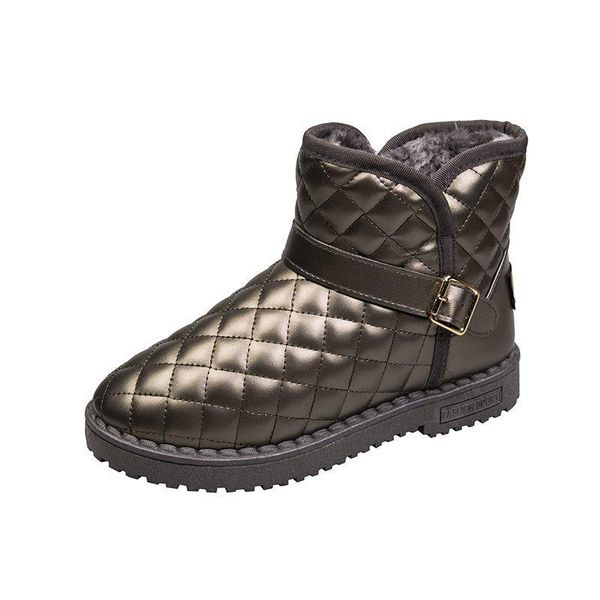 

boots arrivals winter women light solid color round head short plush casual cotton shoes undefined snow 2021, Black