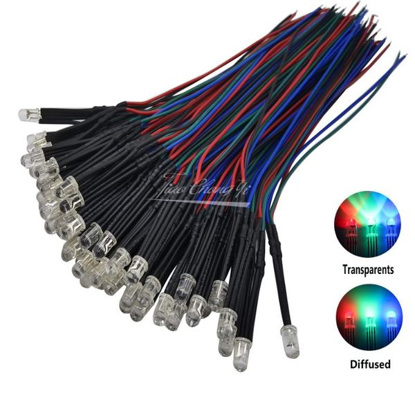 

light beads 10-50pcs f5 5mm round 20cm pre wired dc12v led lamp rgb multicolor diode emitting diodes