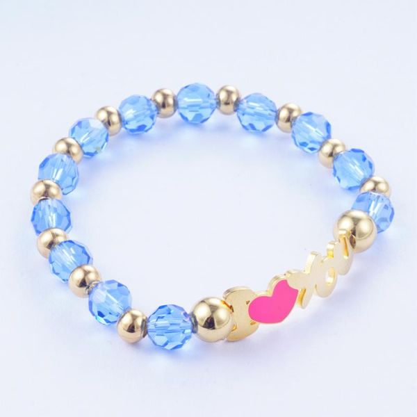 

yunkingdom romantic light blue beads bracelet & bangles heart charm stainless steel bracelets for women girls adjustable link, chain, Black