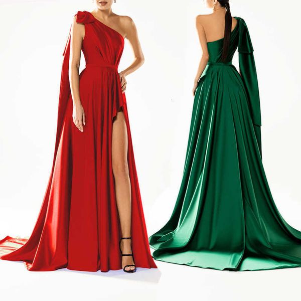 

luxury evening dress 2021 autumn one shoulder sleevels solid, Black;gray