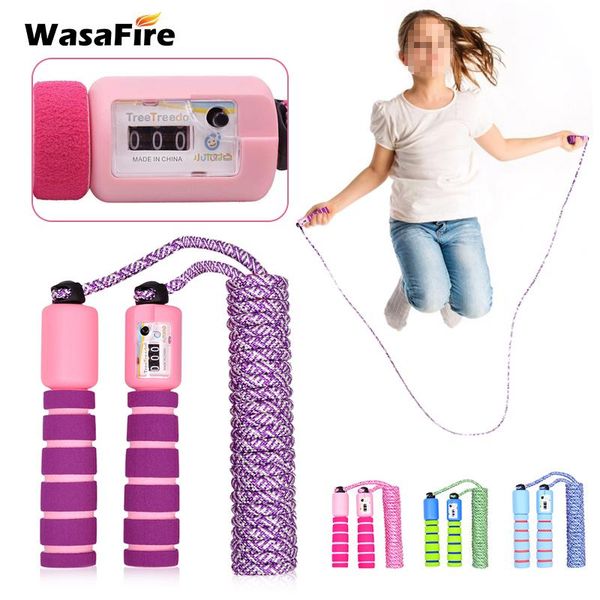 

kids speed jump rope adjustable cotton jumping with counter 2.8m counting fitness skipping ropes exercise equipment