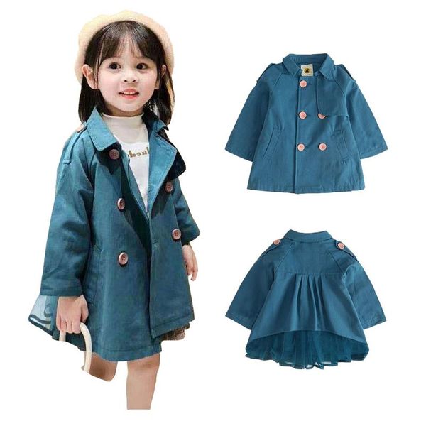 

jackets toddler girl trench jacket elegant coat for 1-8years girls kids child fashion outerwear clothes, Blue;gray