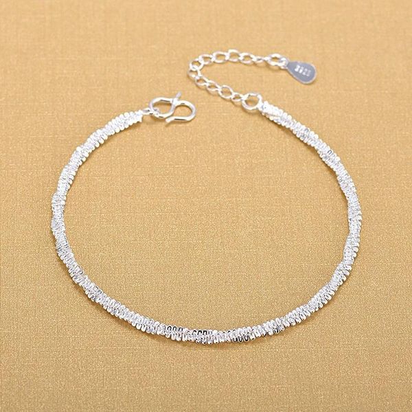 

link, chain silver bracelets 925 sterling fashion fine bracelet gift, Black