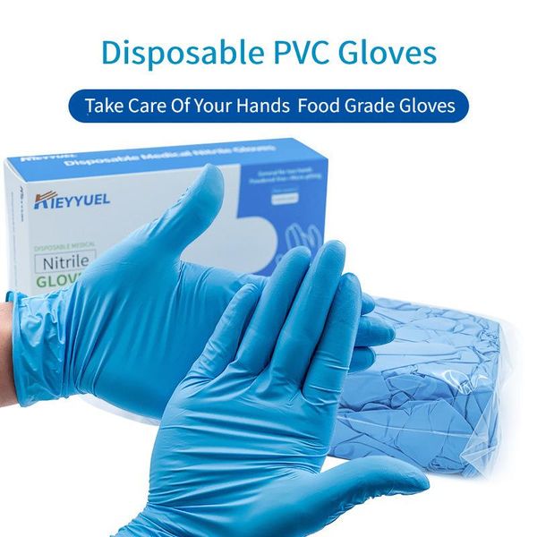 

disposable gloves 100pc blue latex dishwashing kitchen work rubber garden protective left and right hand universal#t2