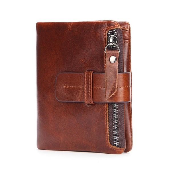 

wallets men genuine leather wallet men's short coin purse zipper cowhide small man card holder carteras hombre, Red;black