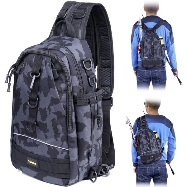 

backpack fishing gear storage solid color / camouflage digital print chest bag water-resistant