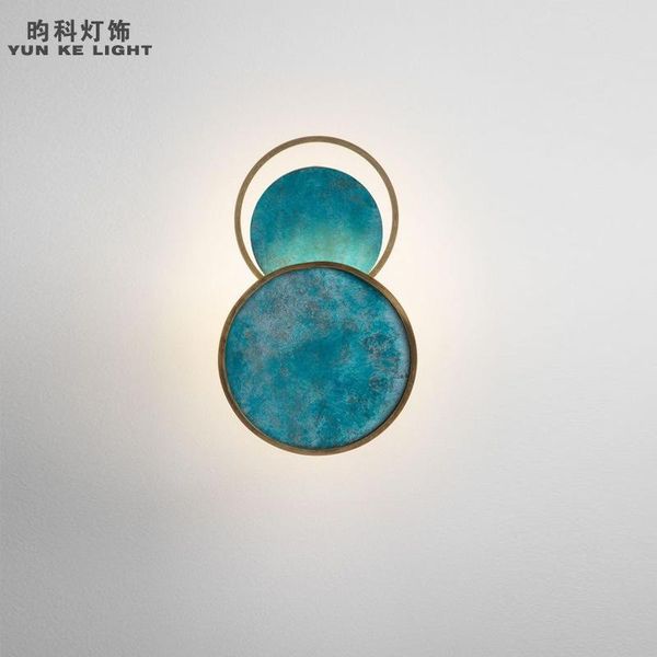 

vintage blue wall light crystal lights glass sconces iron wood bedside corridor bedroom espelho lamp