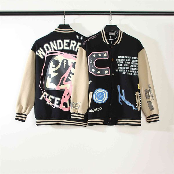 

men's jackets travis scott baseball uniforms men women street casual coat high jacket loose cactus jack uniform fw cmon, Black;brown