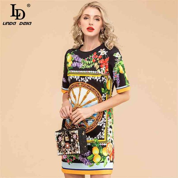 

fashion runway summer dress women short sleeve gorgeous floral print crystal beading vintage vestidos 210522, Black;gray