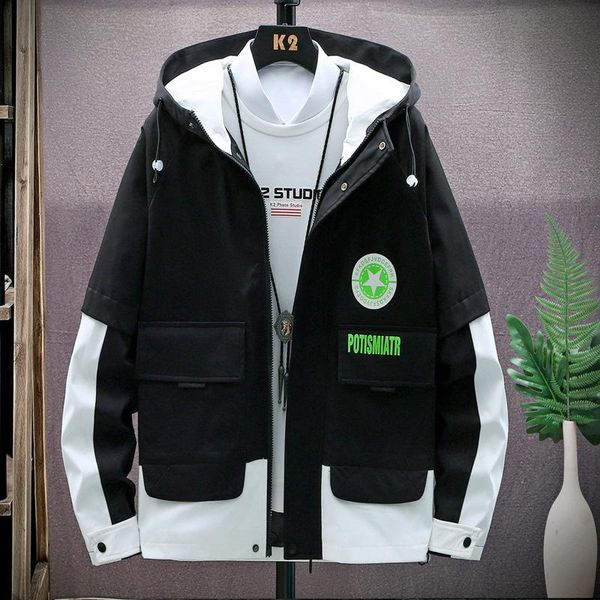 

men's jackets 2021 spring autumn thicken fleece hooded jacket casual warm outwear plush coat slim fit quality street clothes, Black;brown