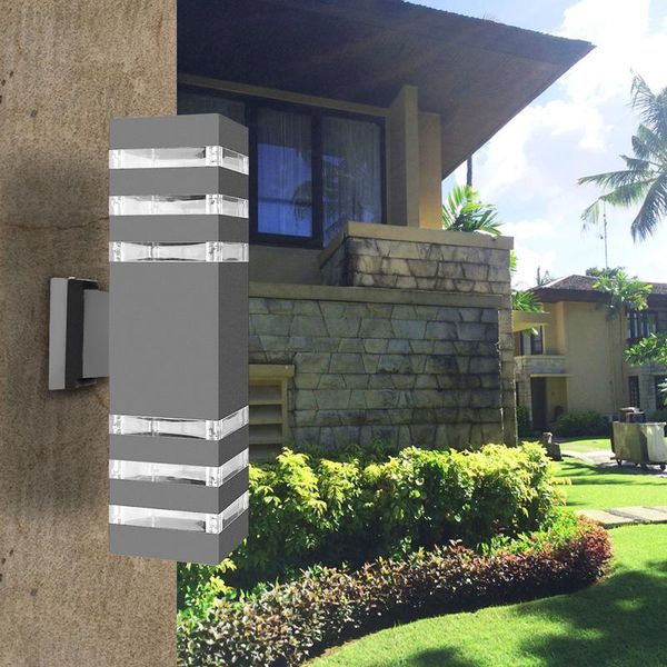 

outdoor wall lamps dual head lamp modern waterproof up down aluminum led light fixtures ac 85-240v for courtyard garden porch