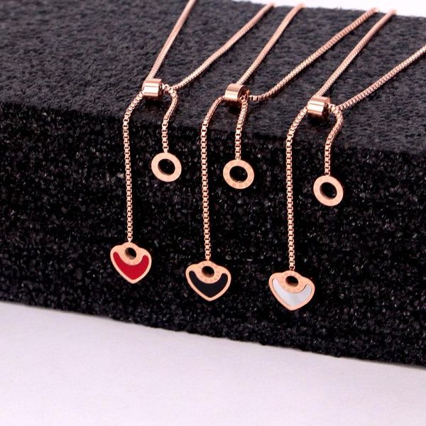 

pendant necklaces love stainless steel red shell heart pendants necklace romantic roman numerals circle women wedding jewelry xmas gift, Silver