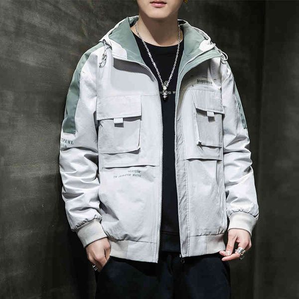 

men's jackets autumn style youth casual coats solid loose hip hop male m-4xl drop tliu, Black;brown