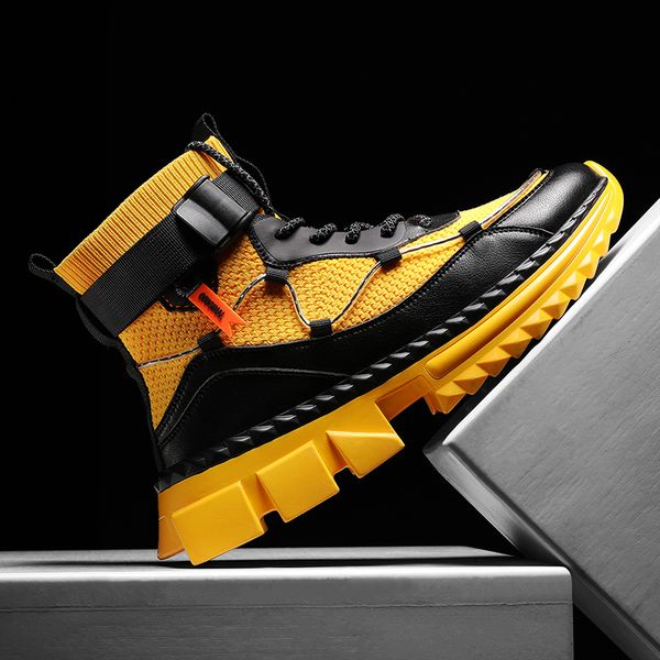 

2022 new style men boots fashion casual shoes socks shoes high martin boots men sports running shoes thick bottom increased