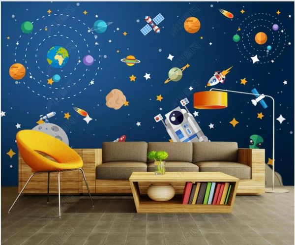 

wallpapers 3d po wallpaper for walls in rolls cartoon space planet spaceship astronaut children's room home decor panels on the wall