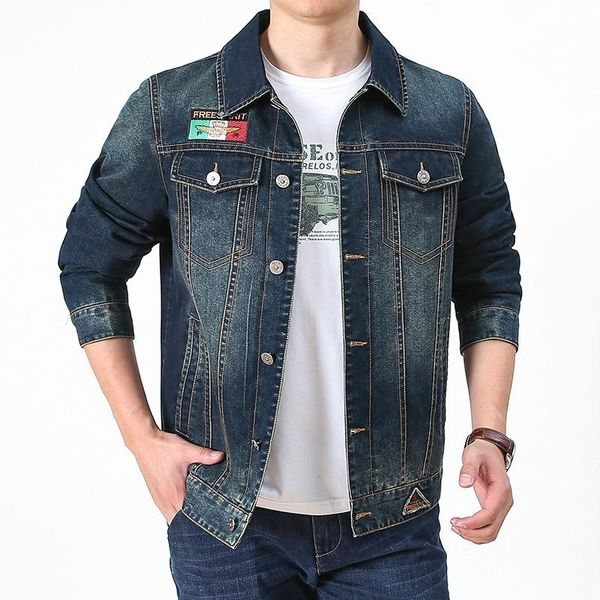

the 2021 men in fall and winter fashion loose jean jacket male coat lapel pocket more men's jackets, Black;brown