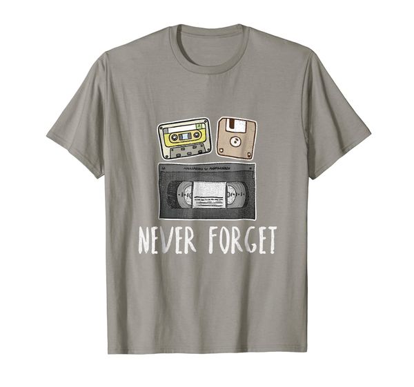 

geeky never forget vintage technology t shirt - pop culture, White;black