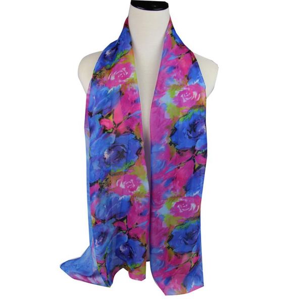 

scarves ombre floral printing women chiffon polyester scarf 2021 designer elegant lady wraps neckwear size 50x160cm ll180325, Blue;gray