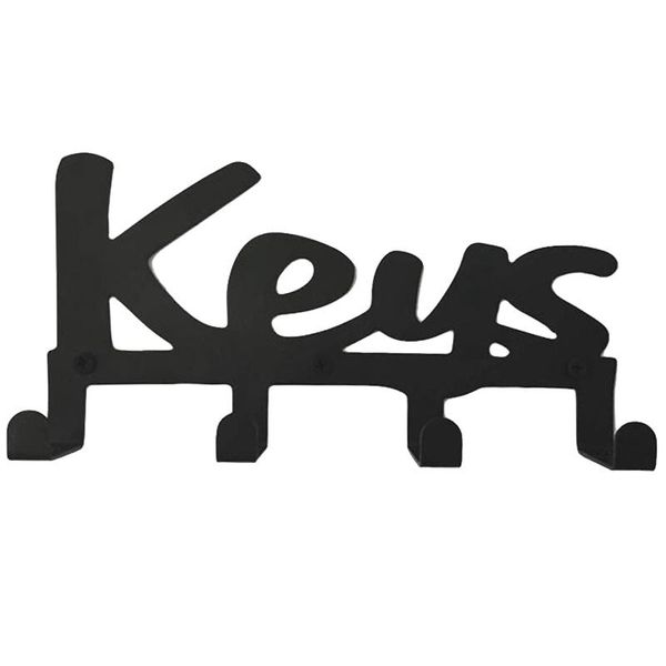 

wall mounted key holder 4 hooks, screws and plugs included, cast iron "keys" hooks & rails