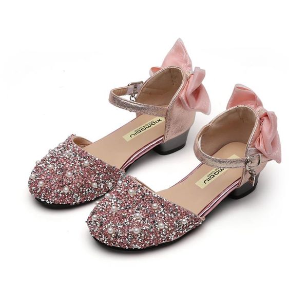 

sequins glitter girls sandals summer children's princess shoes latin dance beading kids, Black;red