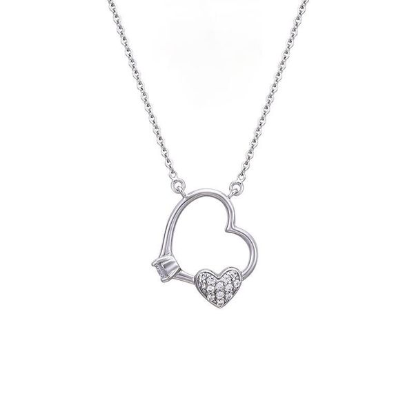 

pendant necklaces ladies necklace gentle and sweet heart female korean temperament clavicle chain white gold love, Silver