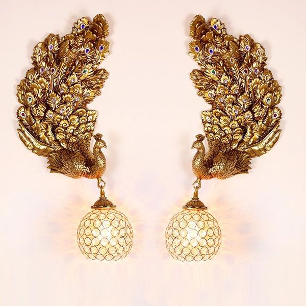 

wall lamps retro resin decor lamp for bedroom loft home decoration corridor aisle peacock sconce background lights lighting