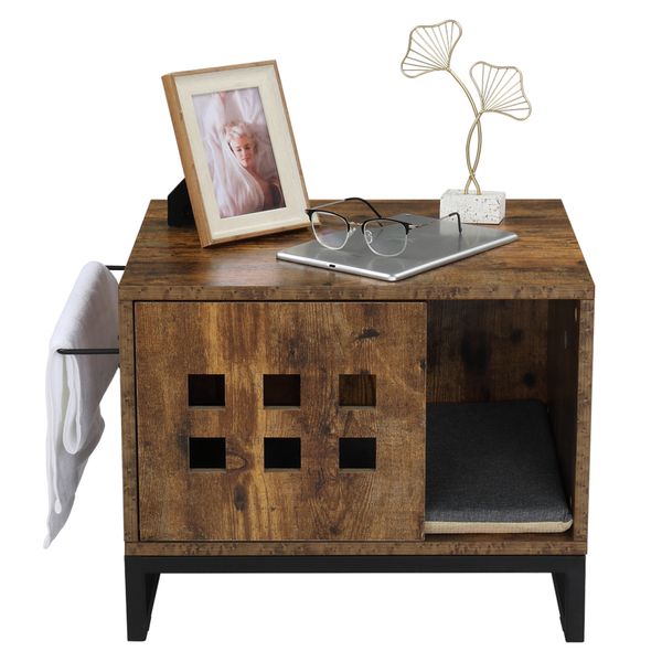 

dog houses kennels litter box enclosure multi-functional house decorative side table furniture privacy cat hidden washroom home indoor rusti
