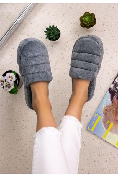 

slippers bonnix gray fleece velvet home slipper, Black