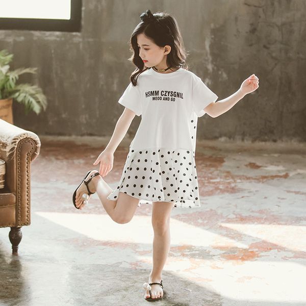 

girls summer dresses dot pattern girl child dress letter pattern child dress patchwork girls clothes 6 8 10 12 14, Red;yellow