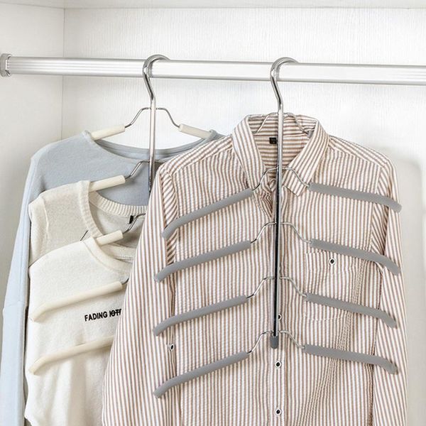 

hangers & racks stainless steel clothing storage multilayer fish bone shape metal clothes hanger hook holder wardrobe laundry drying rack