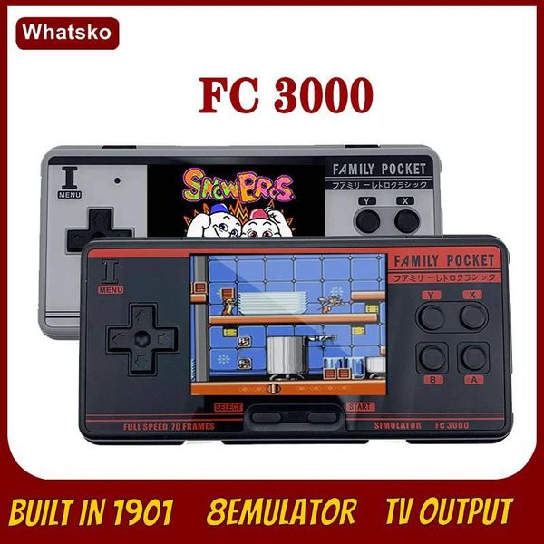

whatsko handheld game player fc3000 3.0 "ips screen 8 simulator 2gb 1091 games av output 8bit retro mini console chind gift portable pl