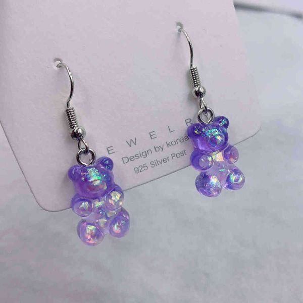 

fashion simple nice colorful acryl animal bear dangle earrings for girls women children birthday gift beautiful jewelry, Golden