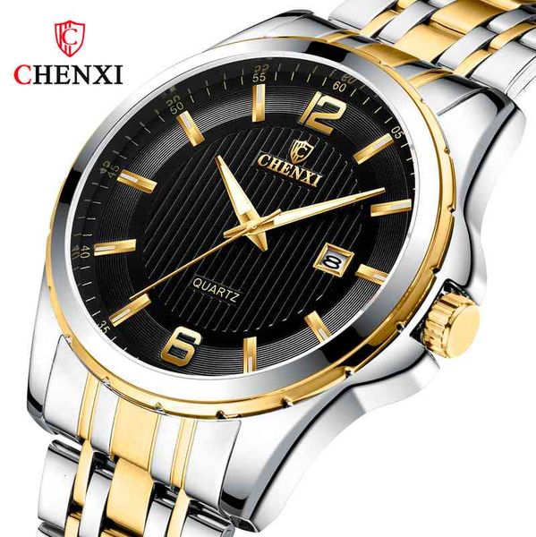 

watches chenxi men's quartz luminous business casual fashion simple luxury trend stainless steel strap wa166, Slivery;brown