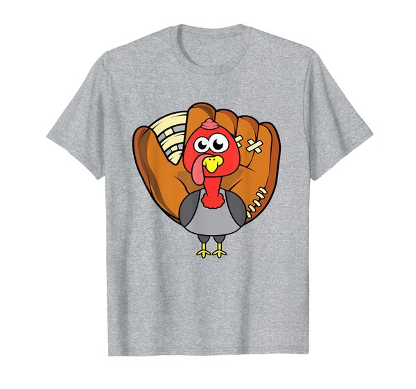 

turkey day cute thanksgiving boys turkey baseball glove gift t-shirt, White;black