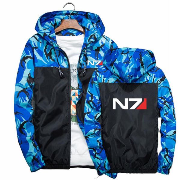 

men's hoodies & sweatshirts mass effect n7 harajuku jackets camouflage stitching hooded wind breaker casual coat clothing 2021spring au, Black