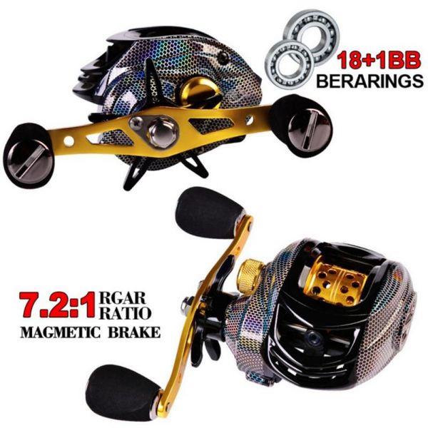 

fishing reel carp 10kg lure magnetic brake metal wire wheel 7.2:1 left and right hand drop boat micro baitcasting reels