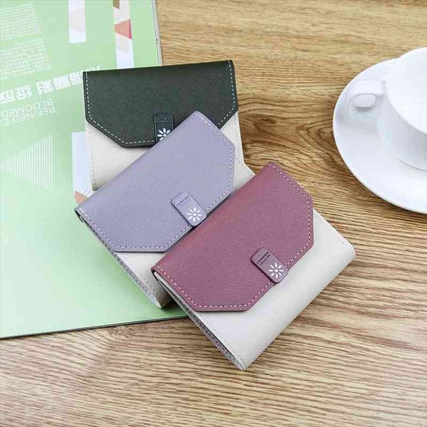 

small fresh ladies short wallet color matching 30% off multi card student bag pu fashion coin purse, Red;black