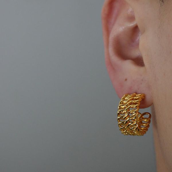 

hoop & huggie aensoa street style chunky gold silver color small cute earrings for women punk metal circle statement, Golden;silver