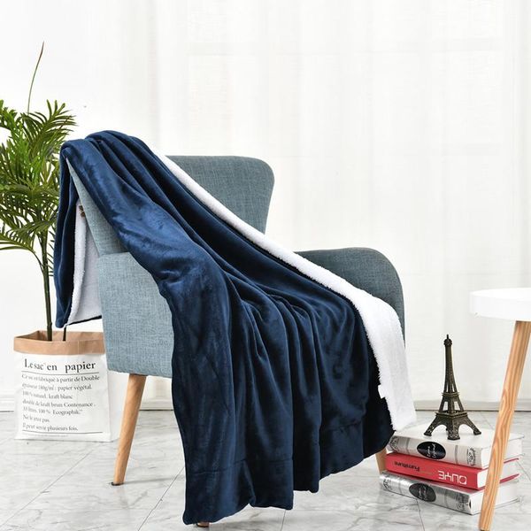 

blankets solid color blanket sofa lamb wool thick double layer flannel