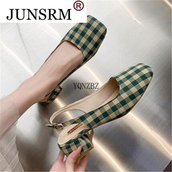 

dress shoes fashion plaid women pumps metal square toe high heels slingback ladies summer sandals woman stiletto valentine, Black