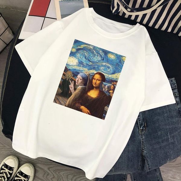

mona lisas smile selfie p womens funny personality vintage summer harajuku aesthetic casual female, White
