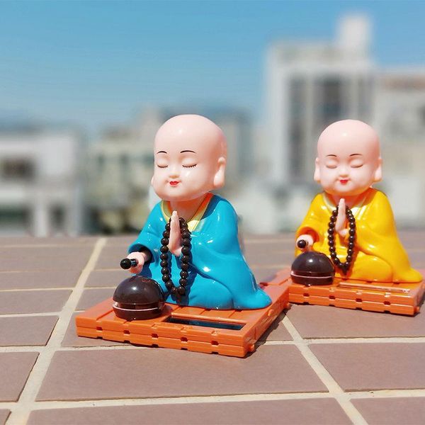 

interior decorations solar shake head little monk car decoration small buddha statue figurine tea pet india yoga mandala home crafts