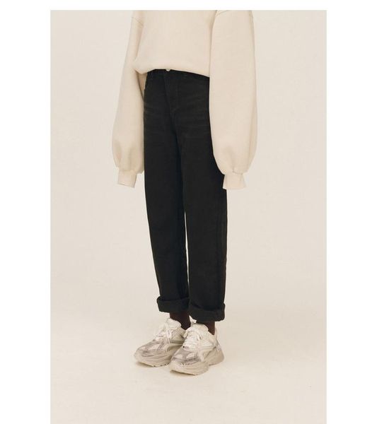 

women's pants & capris korean version street cool flamboyant flannel casual straight tube jeans winter 2021, Black;white