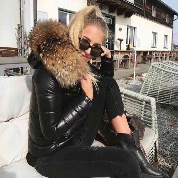 

women's wool & blends jacket 2021 winter women parka coat female padded pu leather jackets hooded long sleeve zip-up thick warm wi, Black