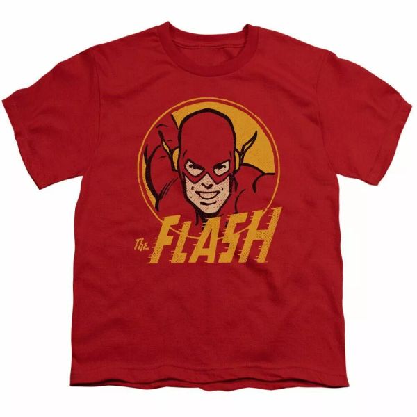 

The Flash Flash Circle Kids Youth T Shirt Licensed DC Comics Tee Red, White;black