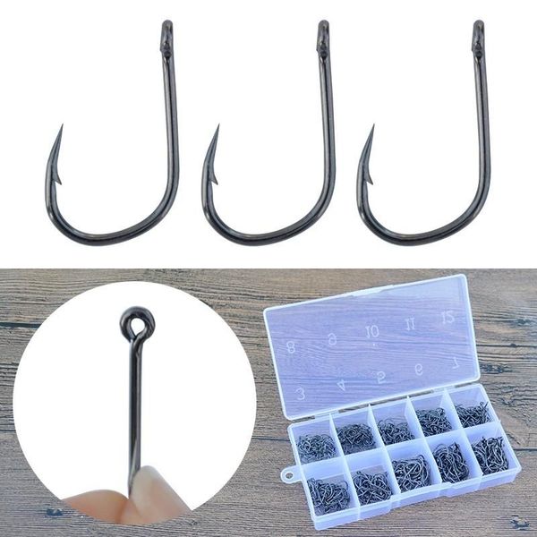 

iseama fishing hooks 500pcs/set fishhooks with eye high carbon steel freshwater carp barbed